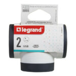 Legrand - Fiche multiprise rotative 2x2P+T latérales 16A 3680W avec USB Type-A et Type-C - blanc et gris foncé
