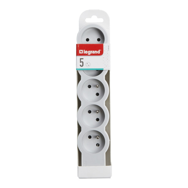 Multiprise Legrand équipé de 5 prises 2P+T standard à câbler blanc et gris
