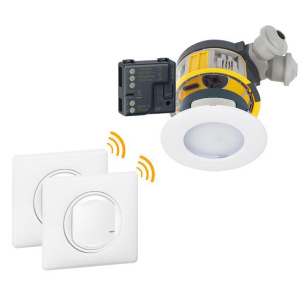 Kit 3 spots à LED dimmable IP44 Modul'up complet + 1 micromodule + 2 commandes Céliane sans fils - blanc Tunisie-Boutique