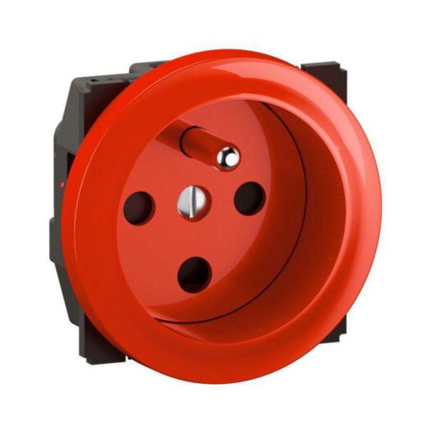 Prise 2P+T 16A 250V à détrompage Céliane avec enjoliveur rouge Tunisie-Boutique