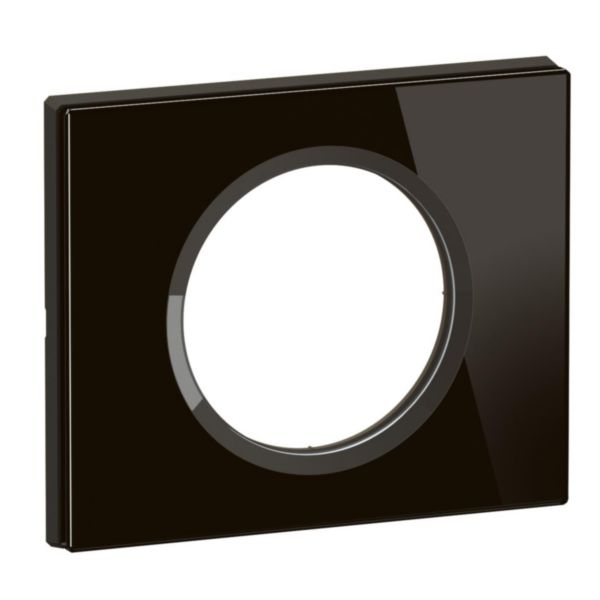 Plaque de finition Céliane 1 poste Collection Matière Brute finition Verre Onyx Noir Tunisie-Boutique