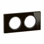 Plaque de finition Céliane 2 postes Collection Matière Brute finition Verre Onyx Noir