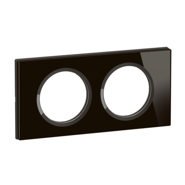 Plaque de finition Céliane 2 postes Collection Matière Brute finition Verre Onyx Noir Tunisie-Boutique