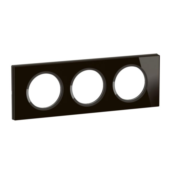 Plaque de finition Céliane 3 postes Collection Matière Brute finition Verre Onyx Noir Tunisie-Boutique