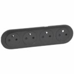 Enjoliveur Céliane pour quadruple prise de courant 2P+T Surface précablée compacte - finition graphite