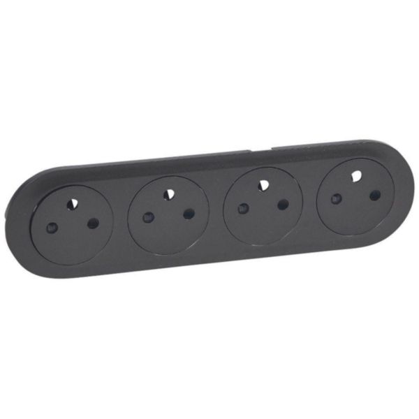 Enjoliveur Céliane pour quadruple prise de courant 2P+T Surface précablée compacte - finition graphite Tunisie-Boutique
