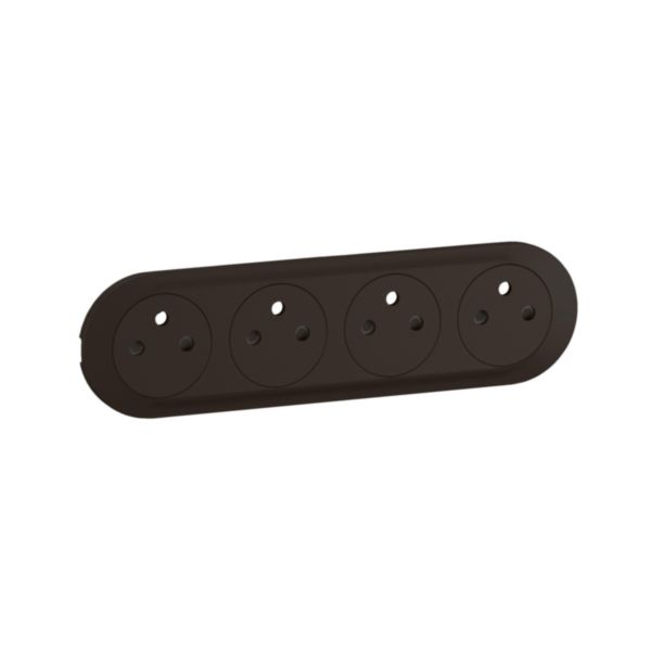 Enjoliveur pour prise de courant fort précâblée 4x2P+T compacte Surface à bornes automatiques Céliane - Noir Tunisie-Boutique