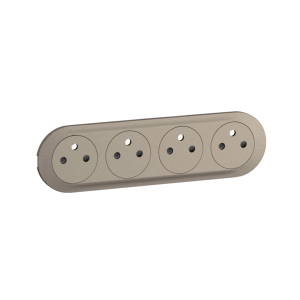 Enjoliveur pour prise de courant fort précâblée 4x2P+T compacte Surface à bornes automatiques Céliane - Titanium Tunisie-Boutique